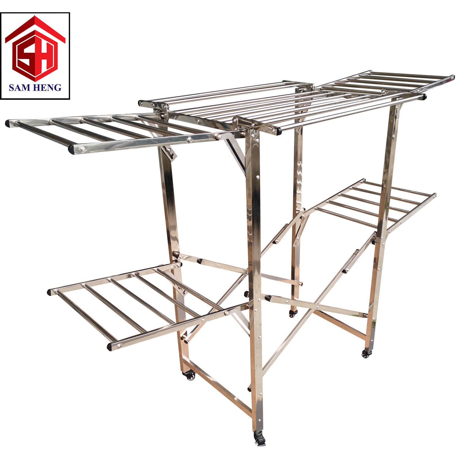 Foldable Mobility Stainless Steel Clothes Hanger / Clothes Drying Rack
